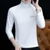 Camiseta de manga larga para hombre con cuello alto, camiseta interior elástica para hombre, primavera y otoño, casual, algodón, camiseta para hombre, top, moda, venta al por mayor