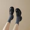 Macio macio! 2024 sapatos de salto alto plataforma de bico redondo feitos à mão mocassins de salto grosso