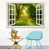 Cenário Florestal: Adesivos de Janela Falsa Criativos Populares com Efeito 3D para Decoração de Sala de Estar e Quarto de Casa Adesivos de Parede