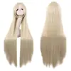 Peluca de Cosplay Bidimensional para Mujer, Cabello Largo, Estilo Anime, Negra, Morada, Roja, Colorida, Blanca, 100 cm, Cabello Largo Recto Negro, Peluca de Cabeza Completa