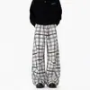 Pantalones de pana modernos para hombre, otoño, a cuadros, versátiles, rectos, de pierna ancha, casuales para adolescentes, pantalones largos