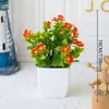 Venta caliente transfronteriza de plantas artificiales, plantas verdes, macetas decorativas de plástico para interiores y exteriores, macetas pequeñas de eucalipto.