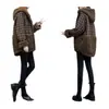 Chaqueta de lana de cordero con costuras de algodón y lana, invierno, nueva, con capucha, abrigo de lana grueso, abrigo acolchado a cuadros para mujer