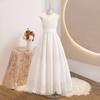 Vestido de Florista para Casamento de Comércio Exterior Vestido de Apresentação para Anfitriã Meninas Sem Mangas Gola de Chiffon Vestido de Aniversário Infantil Princesa