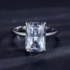 Anillo Rectangular de Circonita de Plata Esterlina S925 para Mujer Moda Transfronteriza Europea y Americana Lujo Anillo de Diamante Simulado Chapado en Oro Blanco