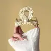 Pinza para el pelo de encaje con lazo de cinta de perla texturizada estilo coreano, pinza para la cabeza dulce, tocado súper de hada, accesorios para el cabello para mujer