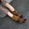 Botas retrô com bico fino, cadarço e salto bloco para mulheres, versáteis e que afinam para o verão, botas cowboy western com saltos grossos, botas de montaria que afinam