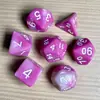 Juego de Dados Poliedros D&D con Patrón de Mármol, Color Mixto Transparente D4D6D8D10D12D20 Caras, Coc, Juego de Mesa, Juego de Siete Piezas