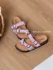 Sandálias Rasteirinhas Casuais Mollykiki Retro Coloridas de Camurça Versáteis Verão 2026 Novas Estilo Birkenstock