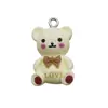 Urso Desenho Animado Fofo com Laço Acessórios DIY Cola de Creme Resina Chaveiro Brincos Pulseira 3D