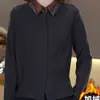 Camisa Base de Polar de Doble Cara con Cuello de Solapa a Cuadros, Tendencia y Moda, Nueva para Otoño e Invierno 2025, para Reducir la Edad