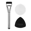 Set de 3 en 1 de Polvera Negra con Forma de Piña Xierui con Brocha Plana para Base, Brocha de Maquillaje Ultra Suave y No Absorbente