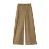 Pantalones de pierna ancha de cintura alta para mujer, nuevo estilo primavera y otoño, pantalones de pierna recta fluidos, color caqui, pantalones casuales de traje estilo coreano