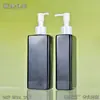 Botella rectangular plana personalizada de 250 ml, Loción Corporal, Cabezal de Bomba de Presión Negro, Botella de Cuidado, Gel de Ducha, Botella de Producto para el Cuidado de la Piel