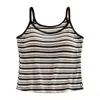 Nova Camisola de Estilo Coreano para Mulheres, Sutiã Sem Fio com Bojos Integrados, Pode Ser Usado como Camada Externa, Design Listrado com Costas Bonitas