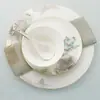 Novo clube estilo chinês aro dourado porcelana óssea conjunto de mesa hotel conjunto de louças restaurante sala de jantar louças para casa fábrica de pratos de hotel