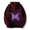 Sudadera casual con capucha de moda con letras nuevas de exportación europea y americana 2024 con mariposas multicolores