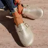 Pantuflas de Otoño para Mujer sin Cordones 202643 Suela Gruesa Boken Punta Cerrada Medias Pantuflas Tejidas Retro Nuevas Talla Grande