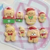 Hombre de Jengibre Navideño Creativo Grande y Pequeño Galleta Comida Juguete Dibujos Animados Resina Accesorios Joyería Pegamento de Crema Pasador Accesorios para el Cabello Lote