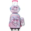 Mochila Escolar Transfronteiriça 3D Casca Dura Couro Concavo-Convexo Aluno do Ensino Fundamental Mochila de Rodinhas 5-12 Anos Desenho Animado Conjunto de Três Peças Mochila
