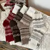 Calcetines de Lana Gruesos y Cálidos Suxinaimin Otoño e Invierno para Mujer, Invierno, Estilo Fair Isle Retro, Copo de Nieve, Calcetines hasta la Mitad de la Pantorrilla
