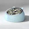 Tigela de Gato de Aço Inoxidável Boca Inclinada Proteção do Pescoço Antiderrapante Tigela de Comida Removível Cão Pet Dispensador de Água Tigela de Gato
