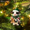 Colgante de Vaca de Navidad Acrílico Plano 2D Cruzado Adorno de Reno Pequeño para Árbol de Navidad Decoraciones Festivas Fuente Mayorista