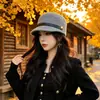 Sombrero de Pescador de Felpa de Pelo de Conejo para Mujer, Estilo Coreano Versátil de Alta Gama para Otoño e Invierno, Sombrero de Cubo para Circunferencia de Cabeza Grande, Sombrero de Cubo de Invierno