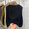 Aspecto en capas, estilo jersey, chaleco de punto desgastado para mujer, nueva colección otoño/invierno, elegante y de corte holgado, con un toque de alta gama