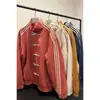Nova jaqueta masculina estilo chinês com botões tradicionais, design de primavera, jaqueta bomber com gola alta e três listras, jaqueta cardigã esportiva