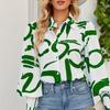 Camisa de manga larga estampada de verano 2024, estilo retro de Hong Kong, con diseño moderno y mangas farol para mujer