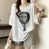Camiseta de Manga Corta con Retazos y Ribete de Encaje para Mujer Tallas Grandes, Nuevo Estilo de Verano, Corte Holgado, Versátil, Adelgazante y Favorecedor