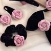 Veludo preto rosa Camélia hairpin anel de cabelo cocar tubarão grampo de cabelo corda grampo de cabelo acessórios de cabelo all-matching outono e inverno Novo