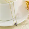Amazon Transfronterizo Nuevo Collar de Trébol de Lujo, Cadena de Clavícula Minimalista Estilo Bosque Piedra de Nacimiento, Fresco y Sencillo para Mujeres de Vacaciones