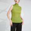 Camisetas Sencillas y Versátiles Estilo Japonés Serie Pp Miyake, Ropa de Trabajo Femenina a la Moda, Tops Sin Mangas Sencillos Miyake