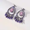Brincos de Corrente Longa com Garras Exageradas Elegantes de Prata S925 com Strass para Mulheres Brincos com Franjas de Diamante Colorido Europeus e Americanos Brincos da Moda