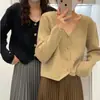 Abrigo estilo Chanel otoño e invierno ropa de mujer estilo coreano cuello simple cárdigan de punto transpirable de un solo botón suéter de manga larga