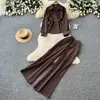 Conjunto de Dos Piezas de Camisa Casual de Manga Larga Holgada y Pantalones de Pierna Ancha para Mujer, Atuendo Casual Elegante Adelgazante para el Commuting de Otoño
