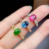 Nuevo Anillo Tesoro Color Turmalina Imitación Polvo Natural Reina Estelar Venta en Vivo Topacio Azul Londres Anillo Abierto
