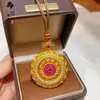 Colgante de Calabaza Chapado en Oro Tendencia de Tiktok, Dios de la Riqueza Amarillo, Brújula de los Ocho Tesoros Propicios, Cadena para Suéter de Cuerda para Cumplir Deseos al por Mayor