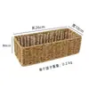 Cesta de Almacenamiento Tejida de Mimbre Sintético Caja Organizadora para Gabinete de Entrada Cesta de Almacenamiento para Escritorio de Sala de Estar Cesta Tejida para Gabinete de Baño