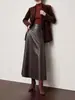 Ropa para mujer transfronteriza al por mayor: 2026 nueva falda midi de cuero retro de línea A, casual y versátil