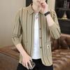 Chaqueta de Punto Cárdigan para Hombre Solapa Camisa Casual Moda Nueva Moda Personalidad Todo Combinable Suéter Chaqueta Delgada Ropa de Hombre