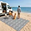 Alfombrilla Jacquard para RV de Estilo Bohemio Tejida de PP Personalizable para Mayorista del Fabricante, Alfombrilla Ecológica y Resistente al Desgaste para Playa y Exteriores