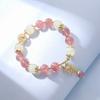 Pulsera de Cristal de Fresa Natural Badu para Mujer Pulsera de Cristal de Flor de Durazno Piedra Lunar Diseño de Nicho Ins Flor de Abeja