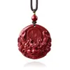 Colgante de Cinnabrio Crudo Moneda de los Cinco Emperadores Pixiu Oro Púrpura Arena Roja Imperial Amuleto del Año de Nacimiento Colgante de Collar Venta al por Mayor