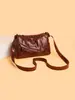 Nova Bolsa Feminina de Couro Macio, Bolsa Simples de Couro Lavado para Mães de Meia-Idade e Idosas, Grande Capacidade, Bolsa de Ombro Transversal Multicamadas