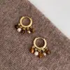 Maillard Estilo Chino Nuevo Pendientes de Borla con Cuentas de Ojo de Tigre Perla Pendientes de Otoño e Invierno Lujo Ligero Retro Gama Alta para Mujer