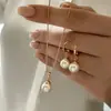 Conjunto de Joias Colar Transfronteiriço, Conjunto de Duas Peças Elegante de Colar e Brincos de Pérola da Moda, Joias de Nicho de Alta Qualidade para Mulheres