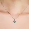 Collar Runxin Rose Love Cadena Corta para Clavícula Estilo Coreano para Mujer Colgante de Diamante Azul Piedra Pato Collar de Trébol de Cuatro Hojas Giratorio